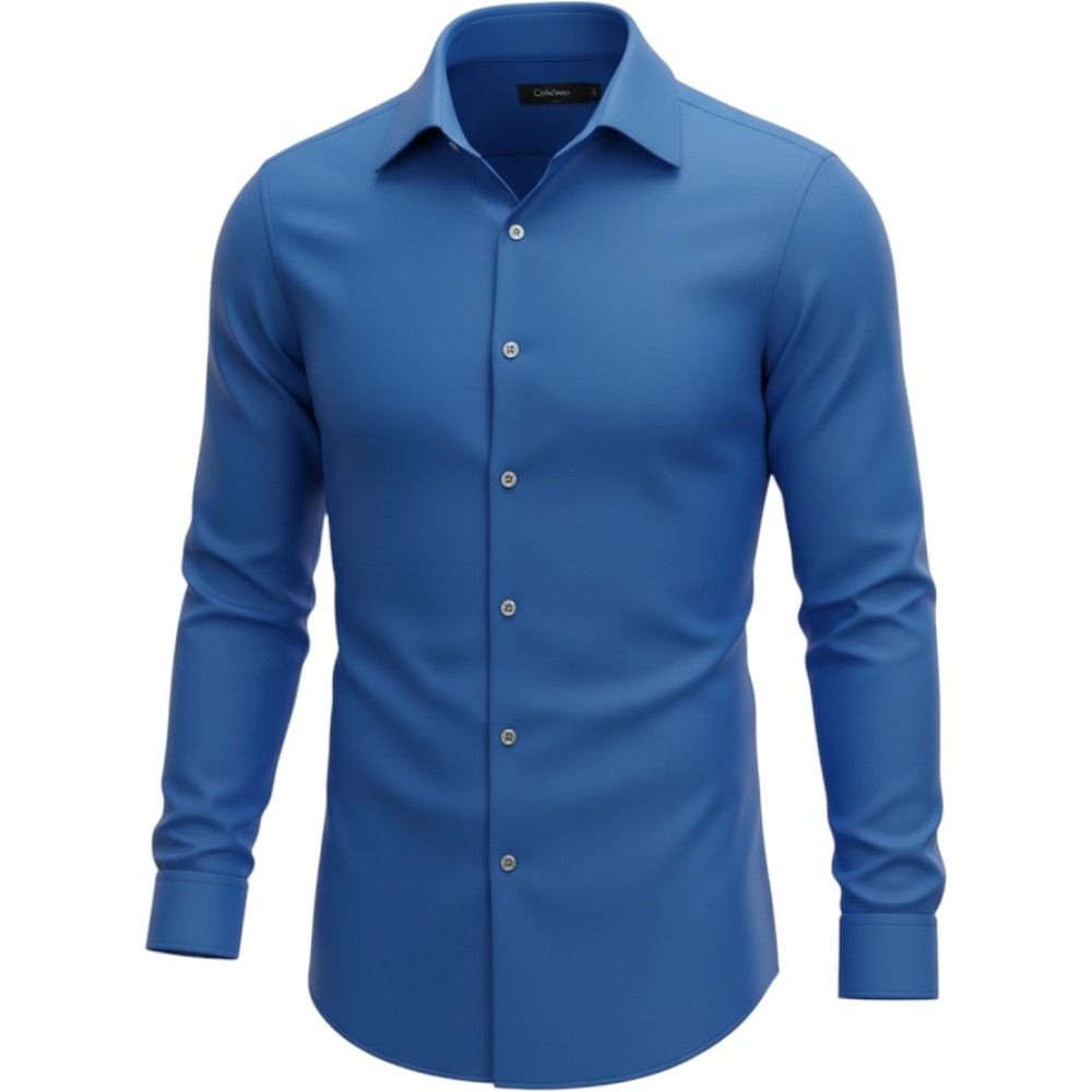 Calvin Klein Mens Slim Fit Non Iron Button Down Shirt Cobalt Blue Long Sleeve